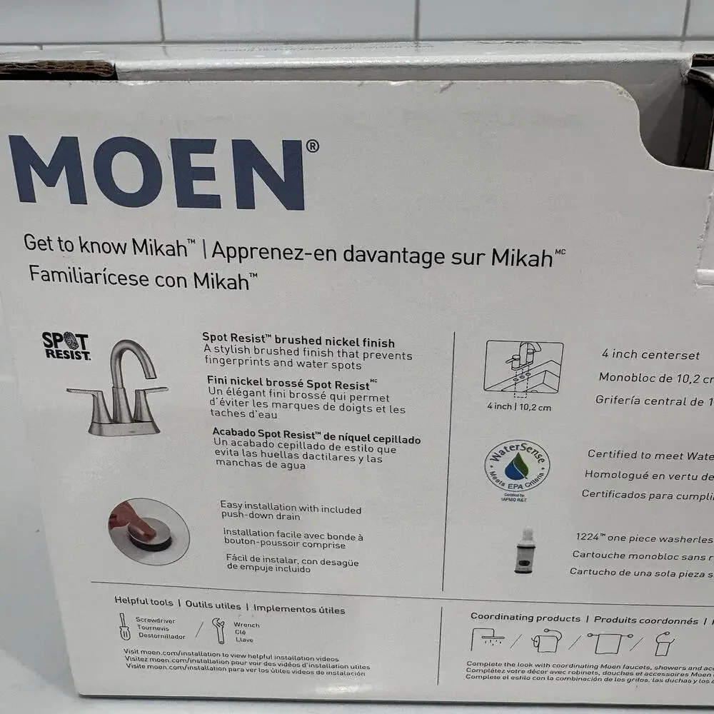 Moen Mikah 84312SRN Brushed Nickel High Arc 2 Handle Widespread Bathroom Faucet
